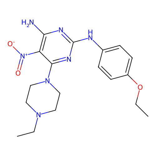 N~2~-(4-ethoxyphenyl)-6-(4-ethylpiperazin-1-yl)-5-nitropyrimidine-2,4-diamine structure