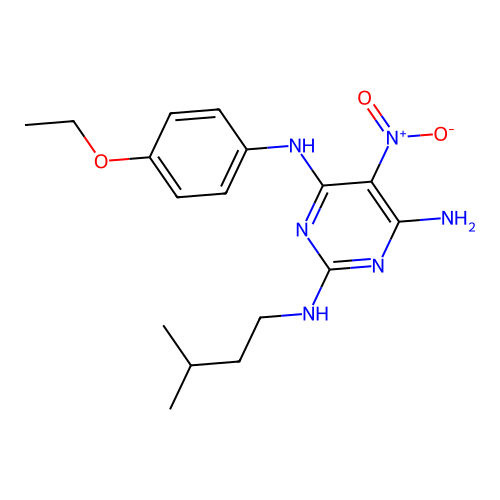{6-Amino-2-[(3-methylbutyl)amino]-5-nitropyrimidin-4-yl}(4-ethoxyphenyl)amine structure