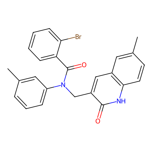 2-bromo-N-[(6-methyl-2-oxo-1H-quinolin-3-yl)methyl]-N-(3-methylphenyl)benzamide structure