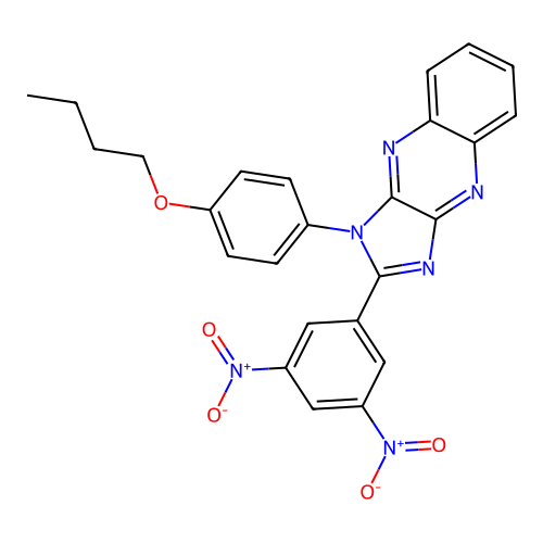 1-(4-butoxyphenyl)-2-(3,5-dinitrophenyl)-1H-imidazo[4,5-b]quinoxaline structure