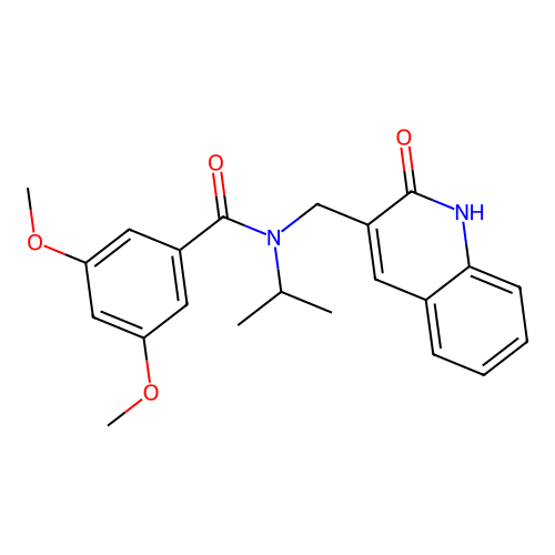 3,5-dimethoxy-N-[(2-oxo-1H-quinolin-3-yl)methyl]-N-propan-2-ylbenzamide structure