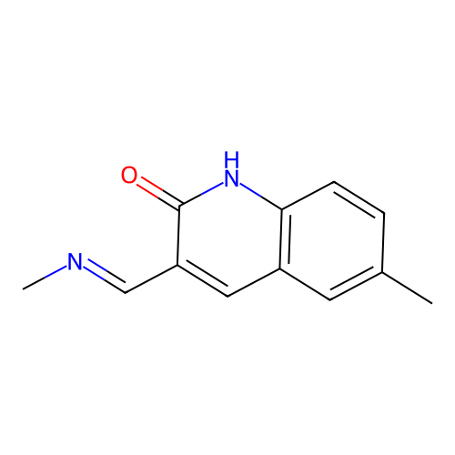 (E)-6-methyl-3-((methylimino)methyl)quinolin-2-ol structure