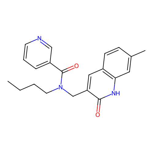 N-butyl-N-[(7-methyl-2-oxo-1H-quinolin-3-yl)methyl]pyridine-3-carboxamide structure