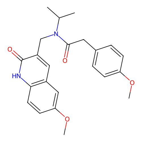 N-((2-hydroxy-6-methoxyquinolin-3-yl)methyl)-N-isopropyl-2-(4-methoxyphenyl)acetamide structure