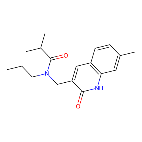 2-methyl-N-[(7-methyl-2-oxo-1,2-dihydroquinolin-3-yl)methyl]-N-propylpropanamide structure