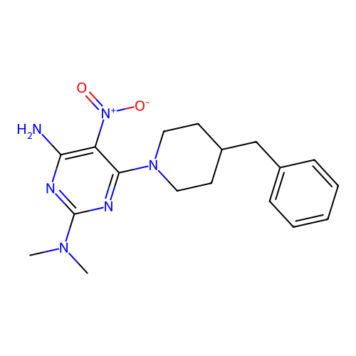 {4-Amino-5-nitro-6-[4-benzylpiperidyl]pyrimidin-2-yl}dimethylamine structure