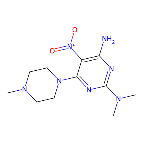 [4-Amino-6-(4-methylpiperazinyl)-5-nitropyrimidin-2-yl]dimethylamine structure