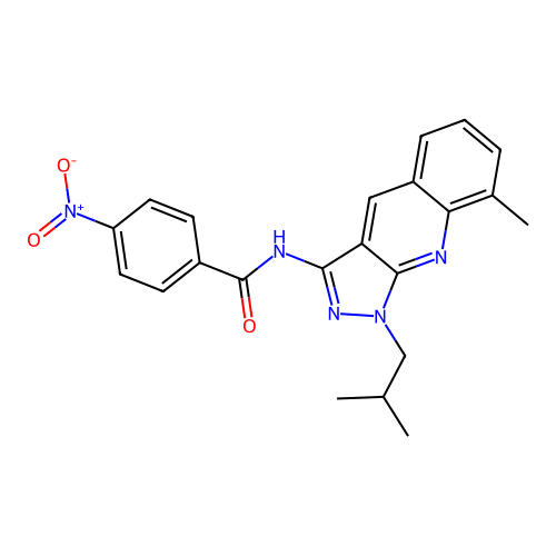 N-[8-methyl-1-(2-methylpropyl)pyrazolo[3,4-b]quinolin-3-yl]-4-nitrobenzamide structure
