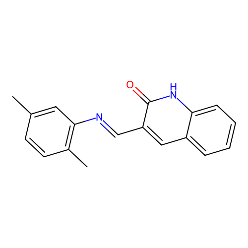 (E)-3-(((2,5-dimethylphenyl)imino)methyl)quinolin-2-ol structure