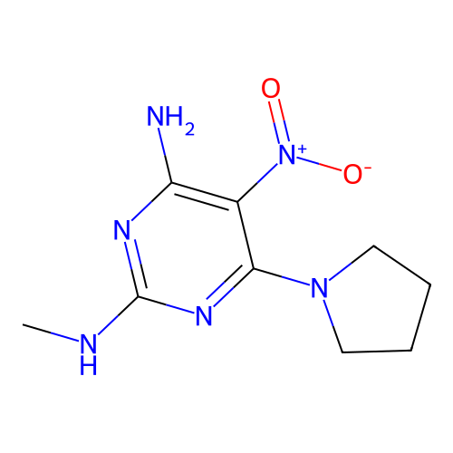 N2-methyl-5-nitro-6-(pyrrolidin-1-yl)pyrimidine-2,4-diamine structure