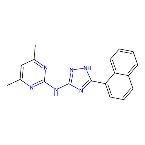 (4,6-Dimethyl-pyrimidin-2-yl)-(5-naphthalen-1-yl-1H-[1,2,4]triazol-3-yl)-amine structure