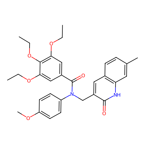 3,4,5-triethoxy-N-(4-methoxyphenyl)-N-[(7-methyl-2-oxo-1H-quinolin-3-yl)methyl]benzamide structure