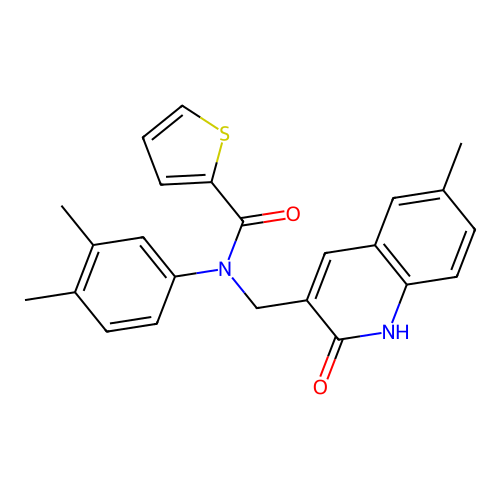 N-(3,4-dimethylphenyl)-N-((2-hydroxy-6-methylquinolin-3-yl)methyl)thiophene-2-carboxamide structure