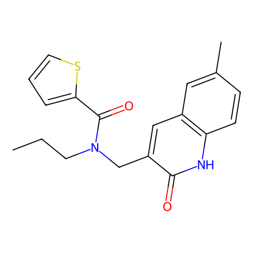 N-((2-hydroxy-6-methylquinolin-3-yl)methyl)-N-propylthiophene-2-carboxamide structure