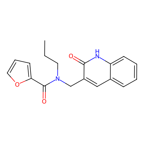 N-[(2-oxo-1H-quinolin-3-yl)methyl]-N-propylfuran-2-carboxamide structure