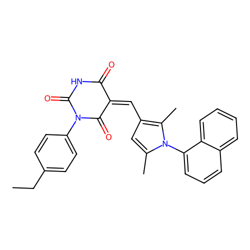 (5Z)-5-[(2,5-dimethyl-1-naphthalen-1-ylpyrrol-3-yl)methylidene]-1-(4-ethylphenyl)-1,3-diazinane-2,4,6-trione structure
