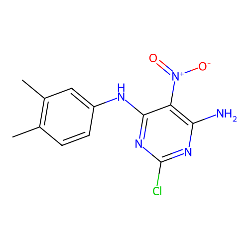 2-chloro-N-(3,4-dimethylphenyl)-5-nitropyrimidine-4,6-diamine structure