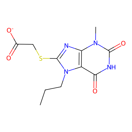 2-(3-Methyl-2,6-dioxo-7-propylpurin-8-yl)sulfanylacetate structure