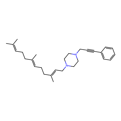 Piperazine, 1-(3-phenylprop-2-ynyl)-4-(3,7,11-trimethyl-2,6,10-dodecatrienyl)- structure