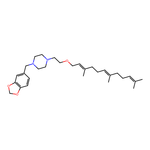 Piperazine, 1-piperonyl-4-(beta-(3,7,11-trimethyl-2,6,10-dodecatrienoxy)ethyl)- structure