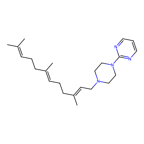 Piperazine, 1-(2-pyrimidinyl)-4-(3,7,11-trimethyl-2,6,10-dodecatrienyl)- structure
