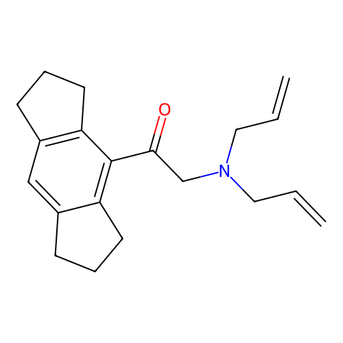 2-[Bis(prop-2-enyl)amino]-1-(1,2,3,5,6,7-hexahydro-s-indacen-4-yl)ethanone structure