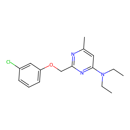 2-[(3-chlorophenoxy)methyl]-N,N-diethyl-6-methylpyrimidin-4-amine structure