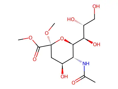 2-o-Methyl-b-D-N-acetylneuraminic acid, methyl ester structure