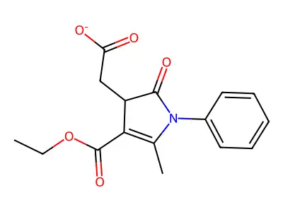 2-(4-ethoxycarbonyl-5-methyl-2-oxo-1-phenyl-3H-pyrrol-3-yl)acetate structure