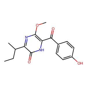 3-[(2S)-butan-2-yl]-6-(4-hydroxybenzoyl)-5-methoxy-1H-pyrazin-2-one structure