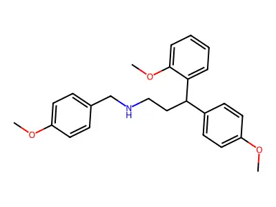 3-(2-methoxyphenyl)-3-(4-methoxyphenyl)-N-[(4-methoxyphenyl)methyl]propan-1-amine structure