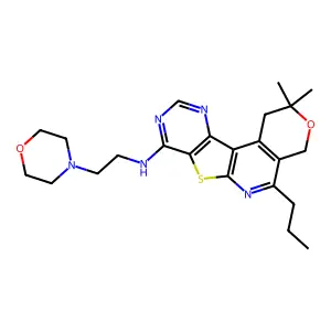 2,2-dimethyl-N-(2-morpholinoethyl)-5-propyl-2,4-dihydro-1H-pyrano[4'',3'':4',5']pyrido[3',2':4,5]thieno[3,2-d]pyrimidin-8-amine structure