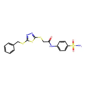 2-{[5-(benzylsulfanyl)-1,3,4-thiadiazol-2-yl]sulfanyl}-N-(4-sulfamoylphenyl)acetamide structure