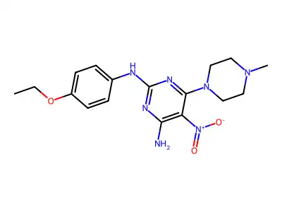 2-N-(4-ethoxyphenyl)-6-(4-methylpiperazin-1-yl)-5-nitropyrimidine-2,4-diamine structure