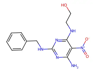 2-[[6-Amino-2-(benzylamino)-5-nitropyrimidin-4-yl]amino]ethanol structure