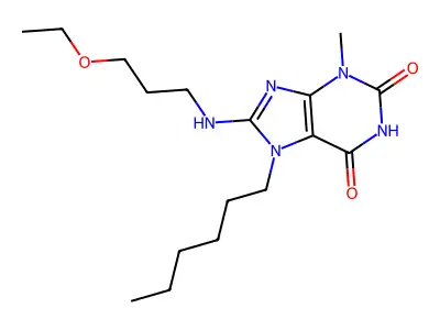 8-(3-ethoxypropylamino)-7-hexyl-3-methylpurine-2,6-dione structure