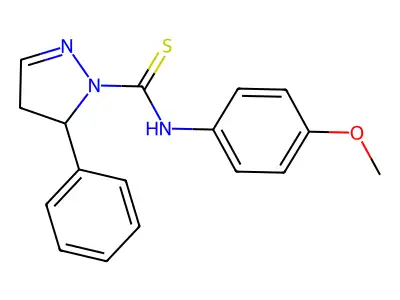 N-(4-methoxyphenyl)-5-phenyl-4,5-dihydro-1H-pyrazole-1-carbothioamide structure