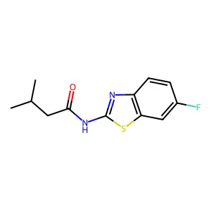 N-(6-fluoro-1,3-benzothiazol-2-yl)-3-methylbutanamide structure