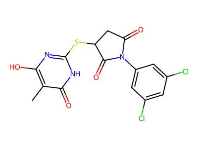 1-(3,5-dichlorophenyl)-3-[(4,6-dihydroxy-5-methyl-2-pyrimidinyl)thio]-2,5-pyrrolidinedione structure