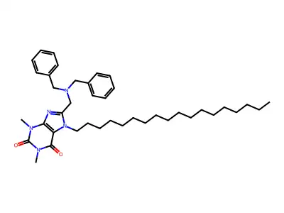 8-[(Dibenzylamino)methyl]-1,3-dimethyl-7-octadecylpurine-2,6-dione structure