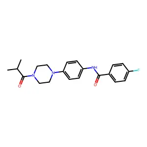 4-fluoro-N-[4-[4-(2-methylpropanoyl)piperazin-1-yl]phenyl]benzamide structure