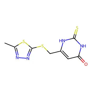 2-Mercapto-6-{[(5-methyl-1,3,4-thiadiazol-2-yl)thio]methyl}-4-pyrimidinol structure