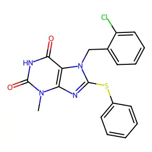7-[(2-Chlorophenyl)methyl]-3-methyl-8-phenylsulfanylpurine-2,6-dione structure