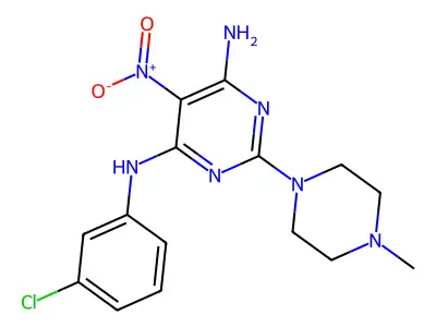 N4-(3-chlorophenyl)-2-(4-methylpiperazin-1-yl)-5-nitropyrimidine-4,6-diamine structure