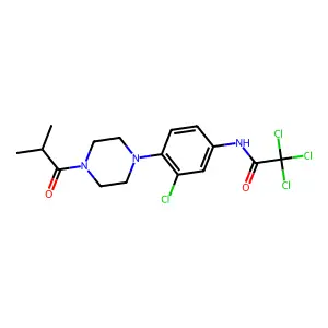 2,2,2-trichloro-N-[3-chloro-4-[4-(2-methylpropanoyl)piperazin-1-yl]phenyl]acetamide structure