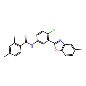 N-[4-chloro-3-(5-methyl-1,3-benzoxazol-2-yl)phenyl]-2,4-dimethylbenzamide structure