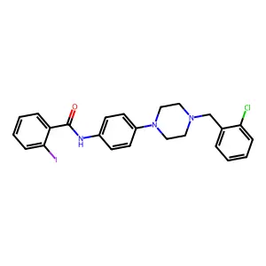 N-[4-[4-[(2-chlorophenyl)methyl]piperazin-1-yl]phenyl]-2-iodobenzamide structure