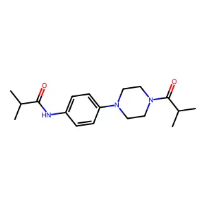 2-methyl-N-[4-[4-(2-methylpropanoyl)piperazin-1-yl]phenyl]propanamide structure