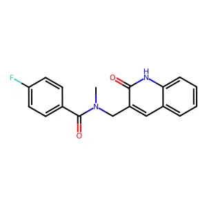 4-fluoro-N-methyl-N-[(2-oxo-1H-quinolin-3-yl)methyl]benzamide structure