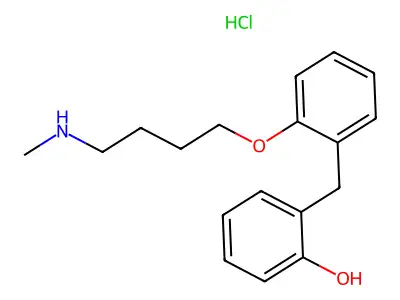 Phenol, 2-((2-(4-(methylamino)butoxy)phenyl)methyl)-, hydrochloride structure
